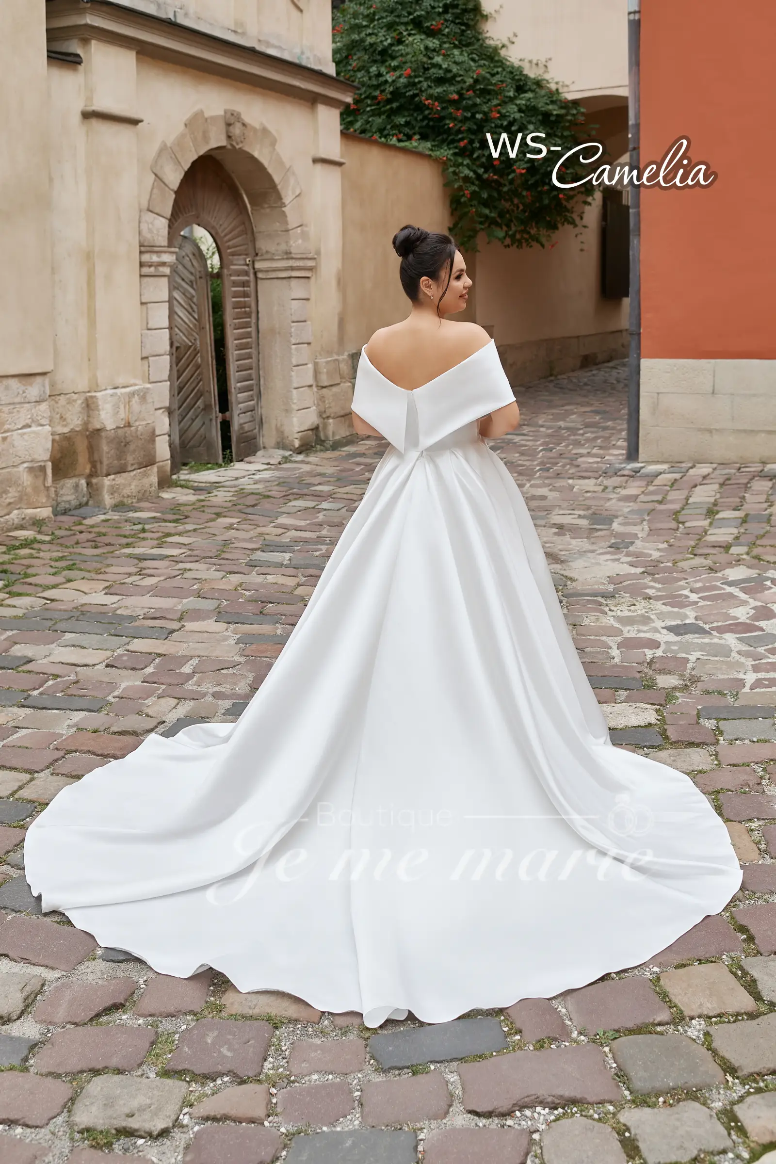 WS-Camelia Robe de mariée satin – Image 3