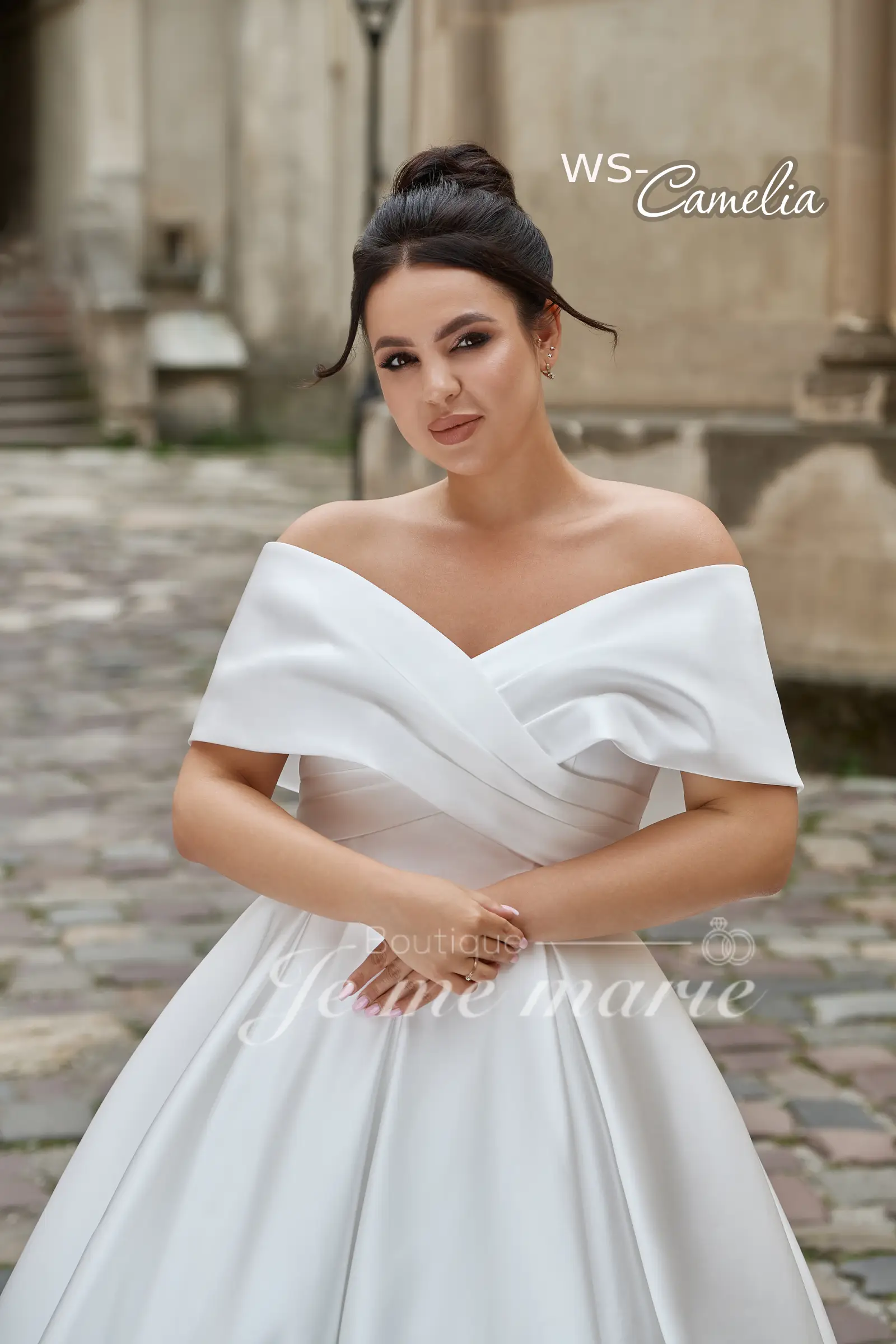 WS-Camelia Robe de mariée satin – Image 2