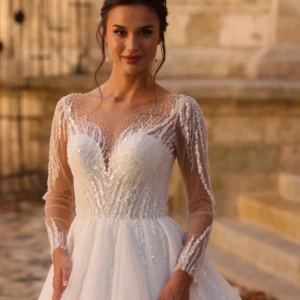 LI-1059 robe en tulle et dentelle