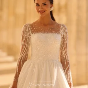 LI-1077 robe en dentelle perlé