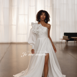 robe de mariée asymétrique moderne à une manche wm 706