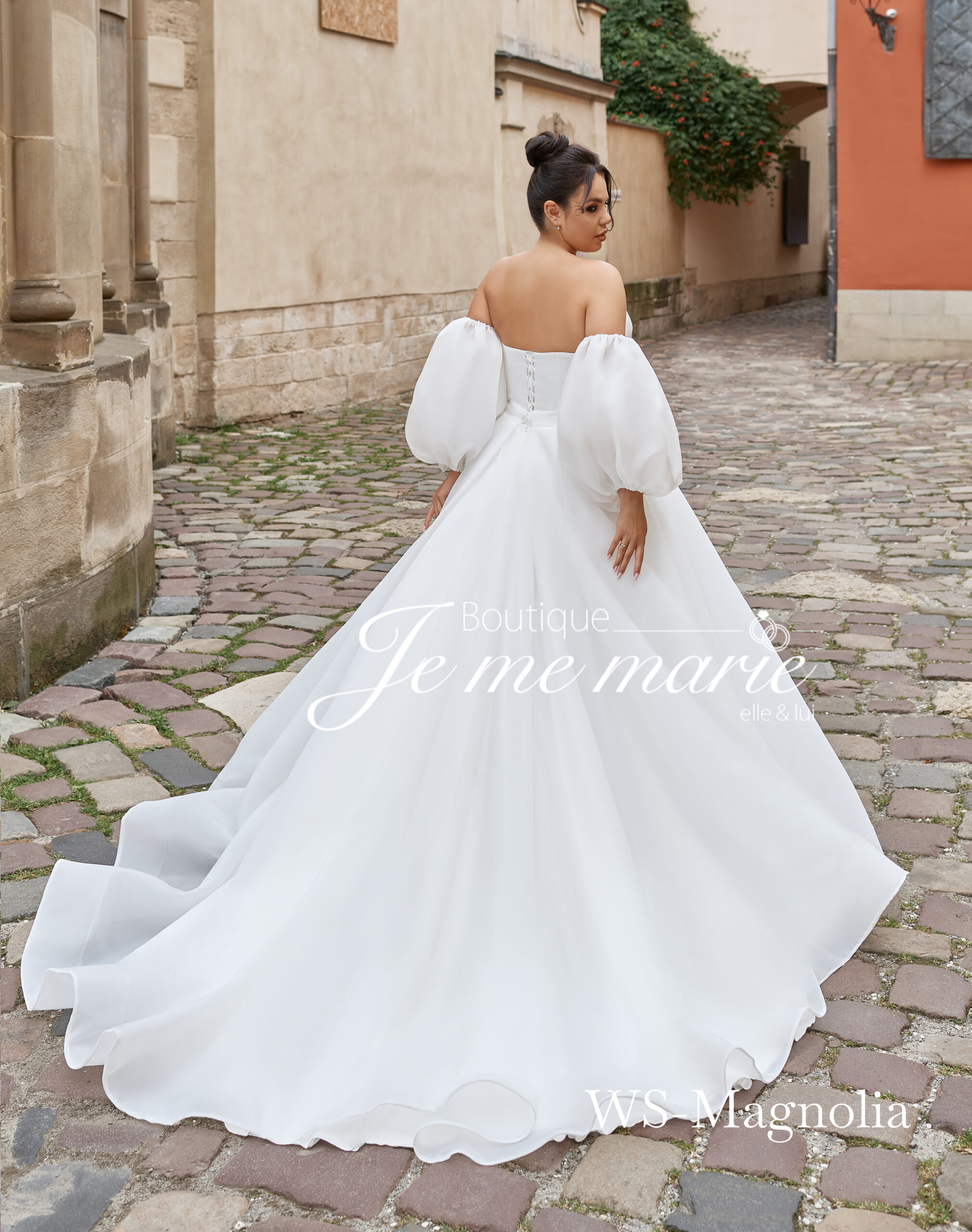 robe de mariée ws magnolia bustier moderne avec manches bouffantes robe de mariée ws magnolia bustier moderne avec manches bouffantes