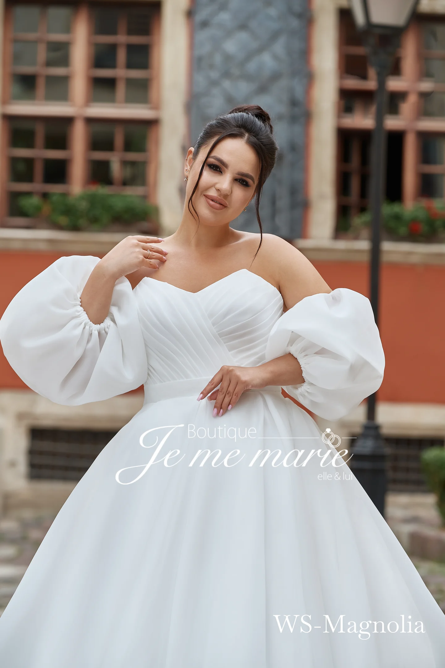 robe de mariée ws magnolia bustier moderne avec manches bouffantes robe de mariée ws magnolia bustier moderne avec manches bouffantes