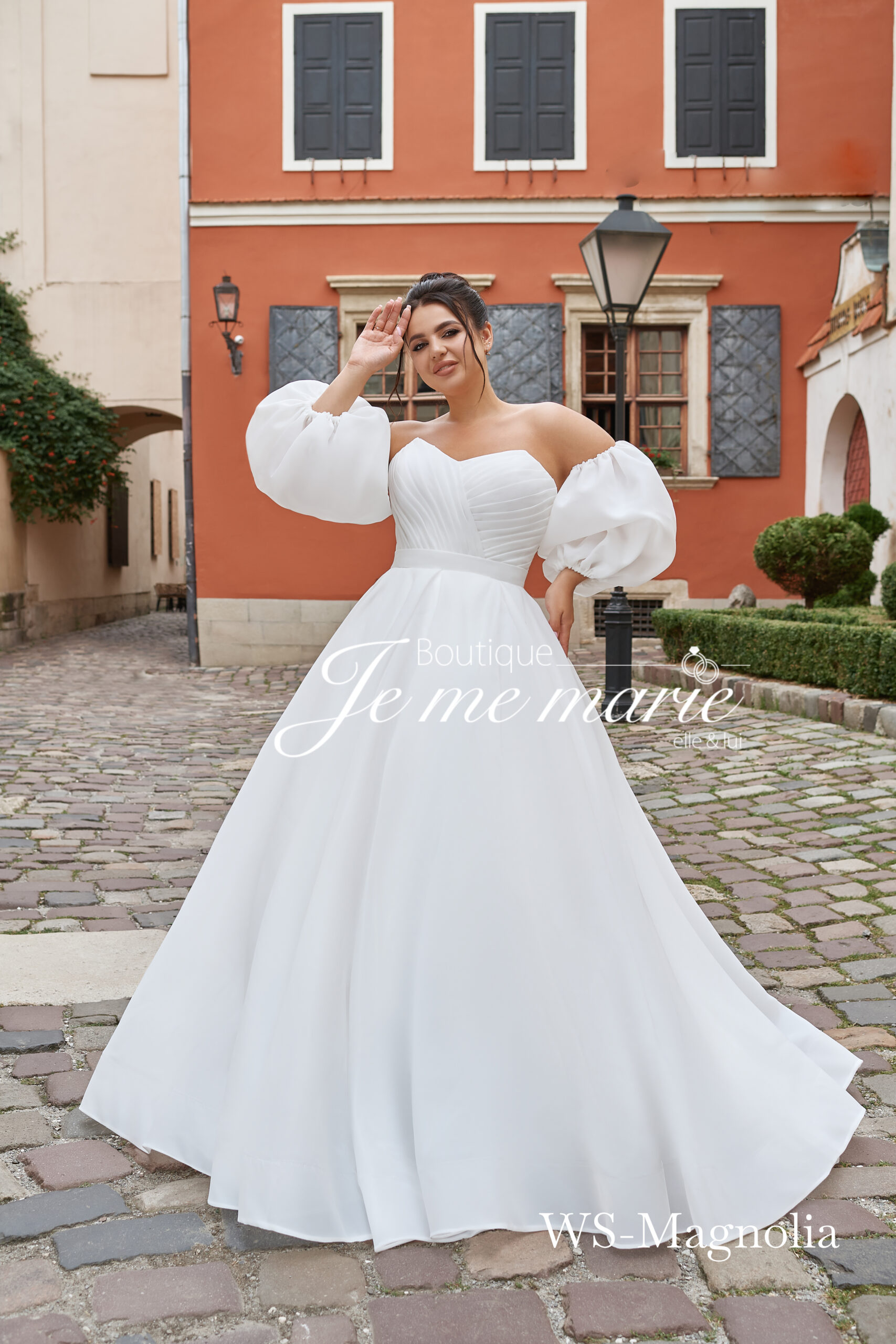 robe de mariée ws magnolia bustier moderne avec manches bouffantes robe de mariée ws magnolia bustier moderne avec manches bouffantes