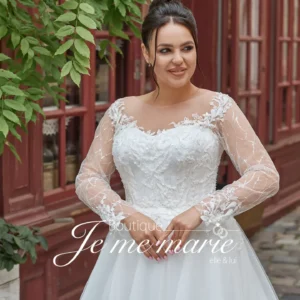 robe de mariée ws peony manches longues en dentelle délicate